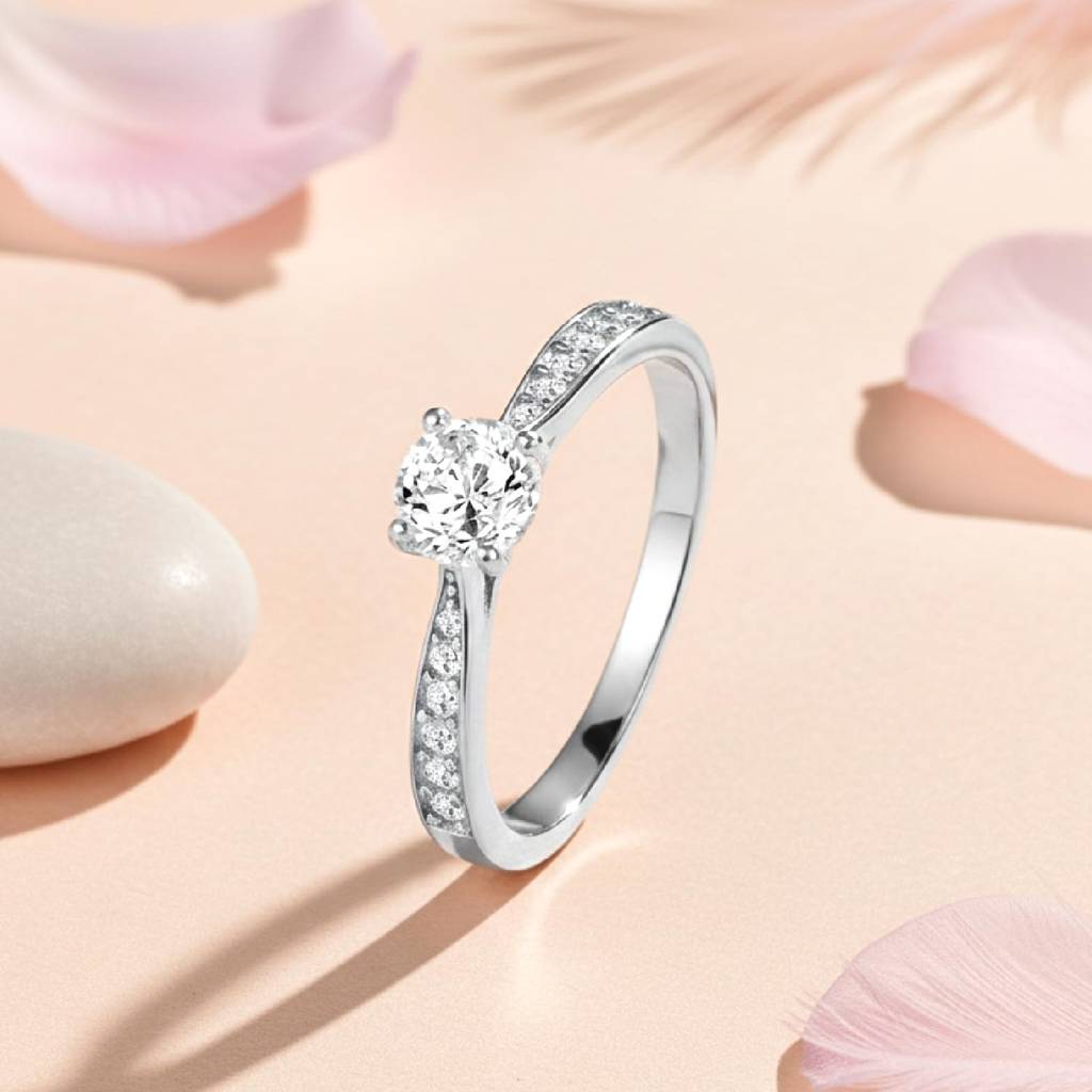 Rose Gold Plated 925 Sterling Silver Cz & Crystal Studded Finger Ring Fine Jewellery Gift For Women : PR5868S-5