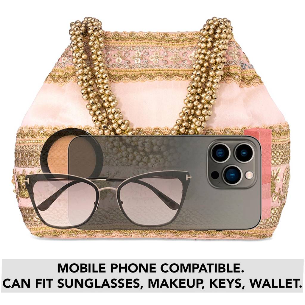Potli Purses For Women Handmade Evening Handbag Stylish Bridal Fashion Wristlet Bag For Girls (P185Pch) : P185PCH