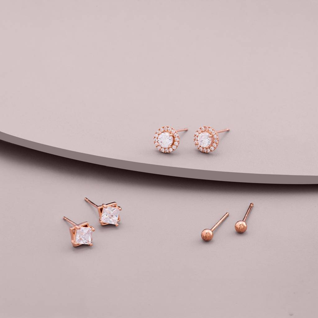 White Gold - Plated Casual Wear Trendy Zircon Earring - 464792 : 464794
