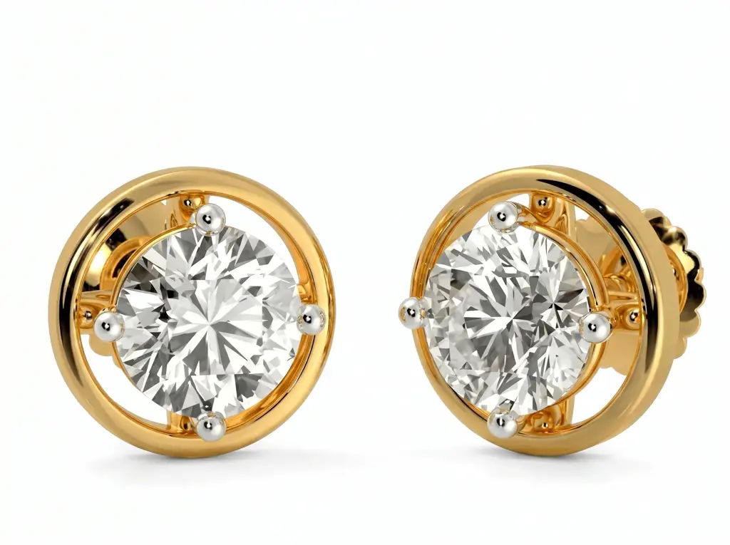 Square Diamond Cluster Stud Men'S Earrings | Multi Stone Grid Design : ER-CC-CZAI7-YE-Silver925-LabD