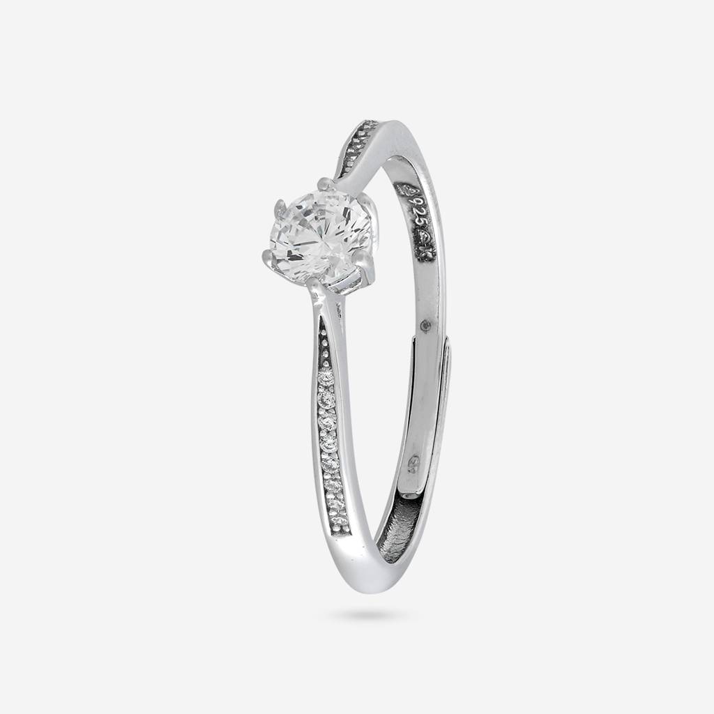 White Rodium Plated - Office Wear Silver Finger Ring - 466031 : 466031