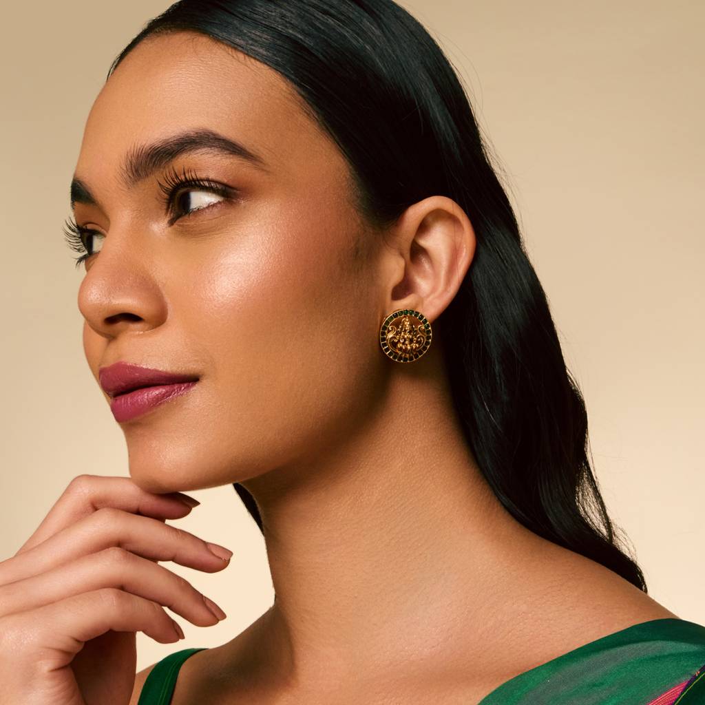 Green Gold - Plated Festive Antique Earring - 458570 : 458570