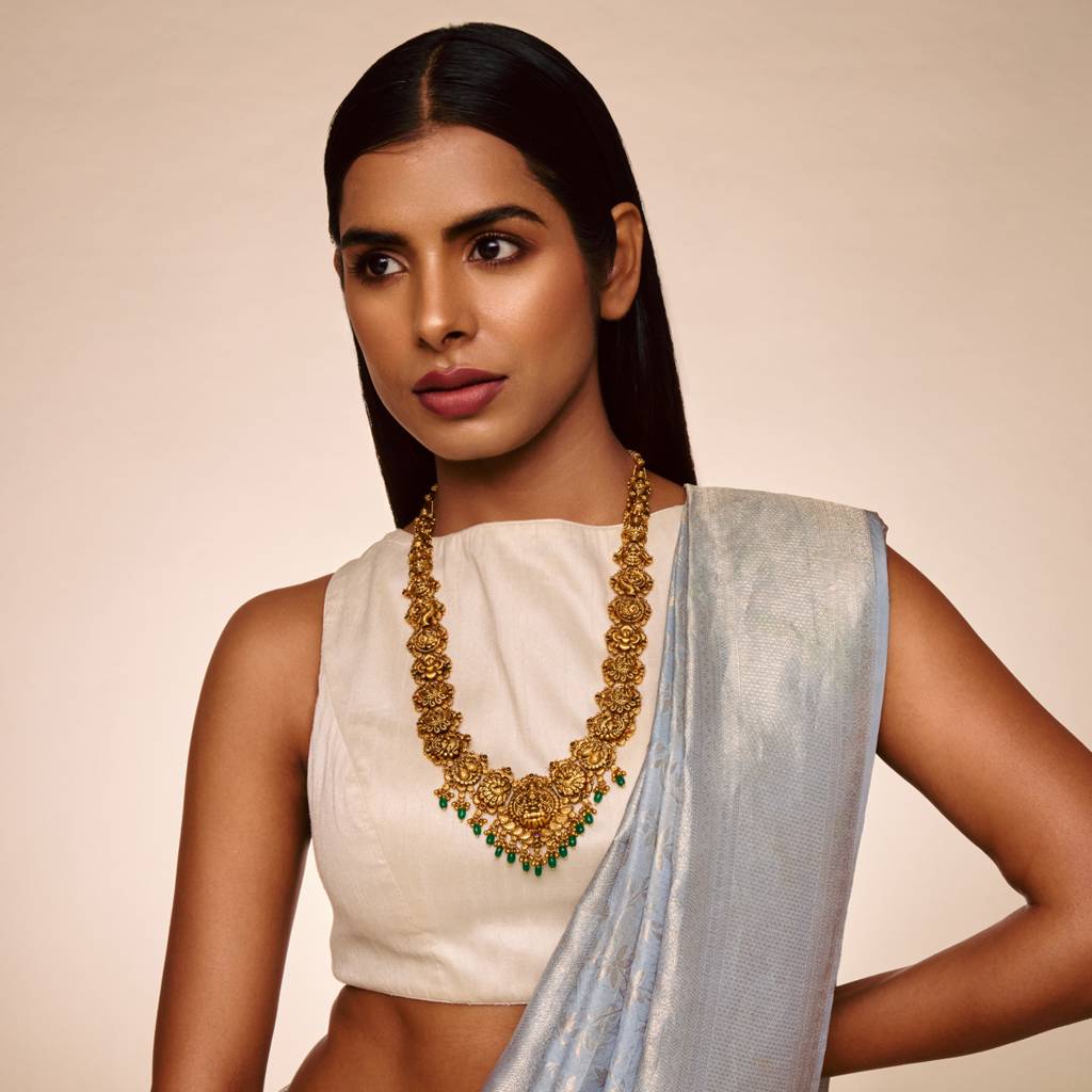 Ruby-Green Oxidised Gold - Plated Bridesmaid Temple Necklace - 462066 : 462066