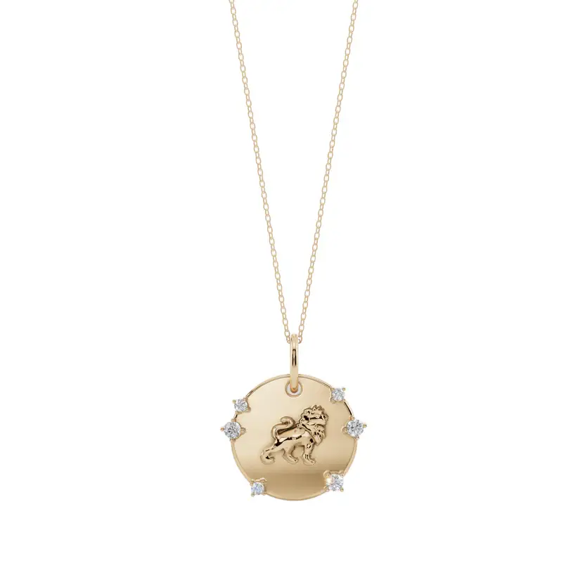 Solar Majesty | Leo Charm Semi Silver Pendant Necklace : VZD01-LEO-SM-C