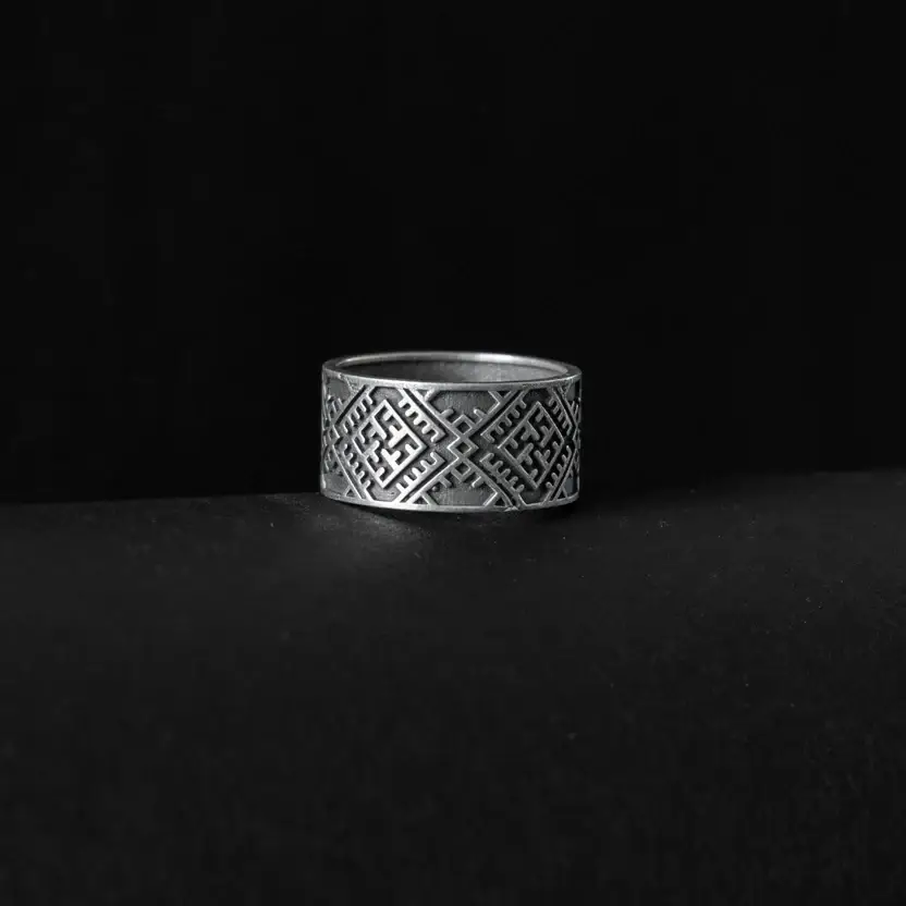 Swastik Silver Band : ZV-RNG-SWS-007-B