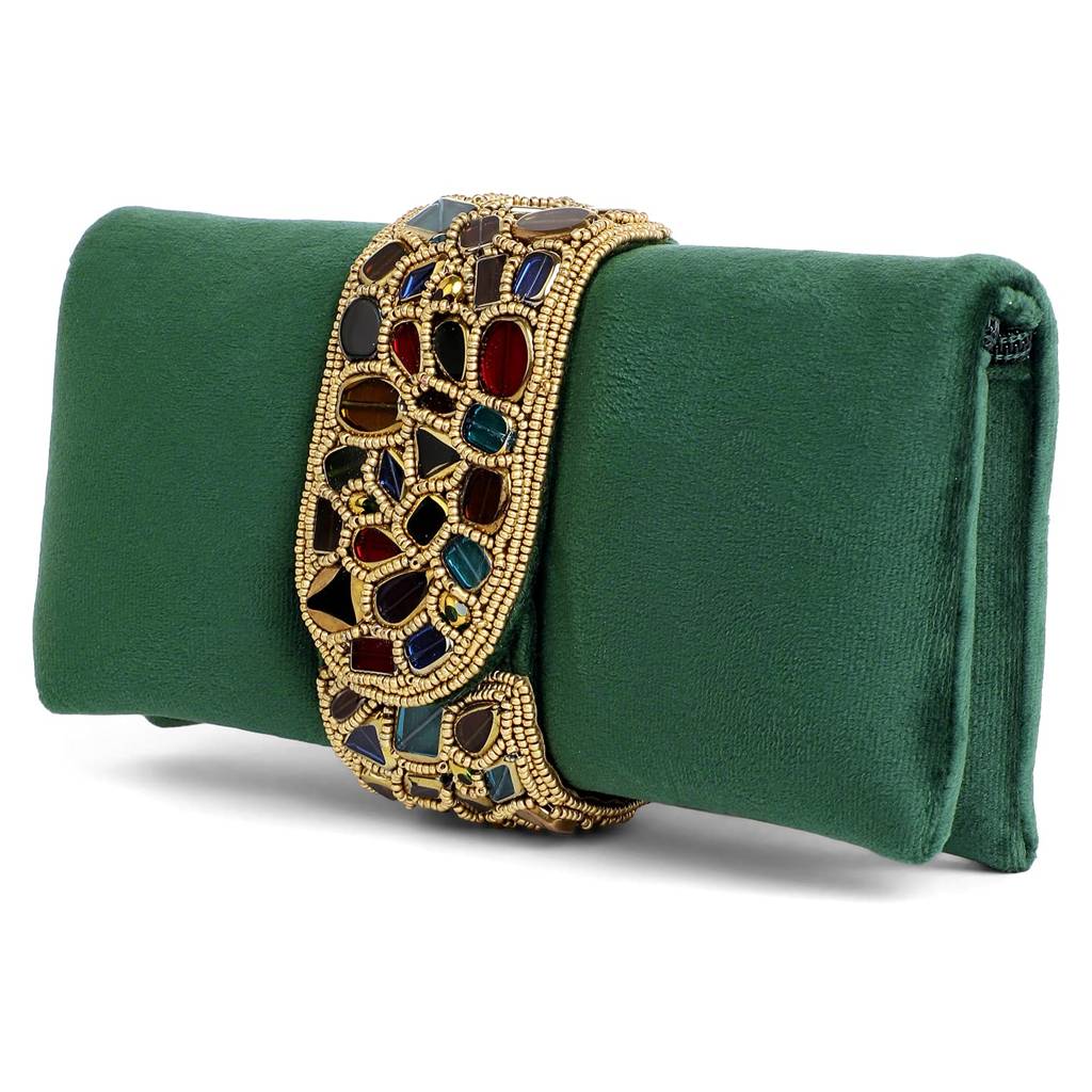Clutch Purses For Women Handmade Evening Sling Handbag Stylish Bridal Fashion Clutch Bag For Girls (C118Bl) : C118GRN