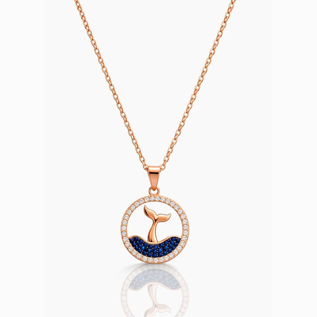 925 Sterling Silver Whale Tail Pendant Chain For Women : SKN26N3046