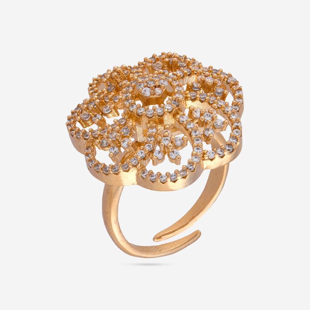 White Gold - Plated Party Wear Zircon Finger Ring - 462366 : 462366