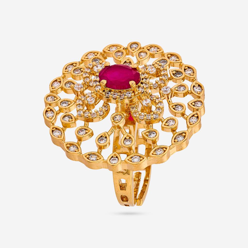 Gold - Plated Bridesmaid Zircon Finger Ring - 456448 : 456447