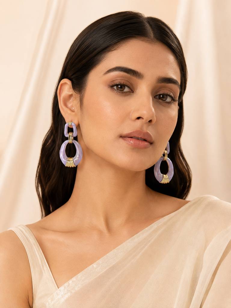 Jade Oval Abstract Earrings : AN-LJ-PU-0064-DE