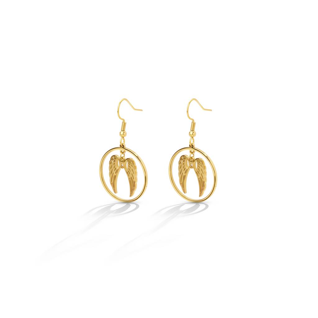Halo Orbit Wing Accent Drop Earrings For Women - Waterproof & Anti-Tarnish : ER0482