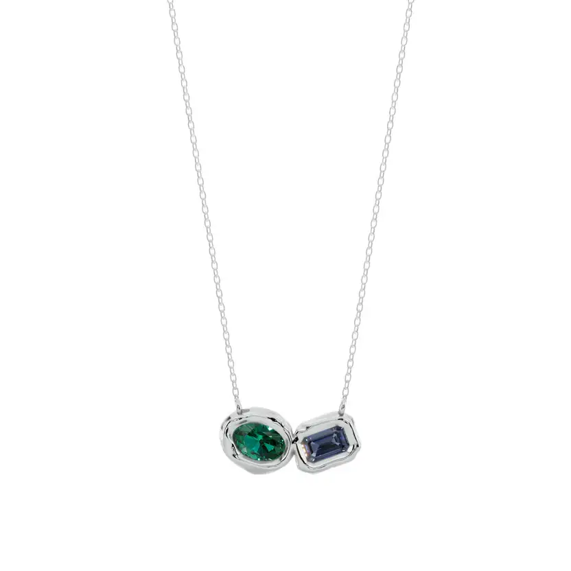 Borealis Duo Semi Silver Pendant Necklace : VFL10-S-SM-C