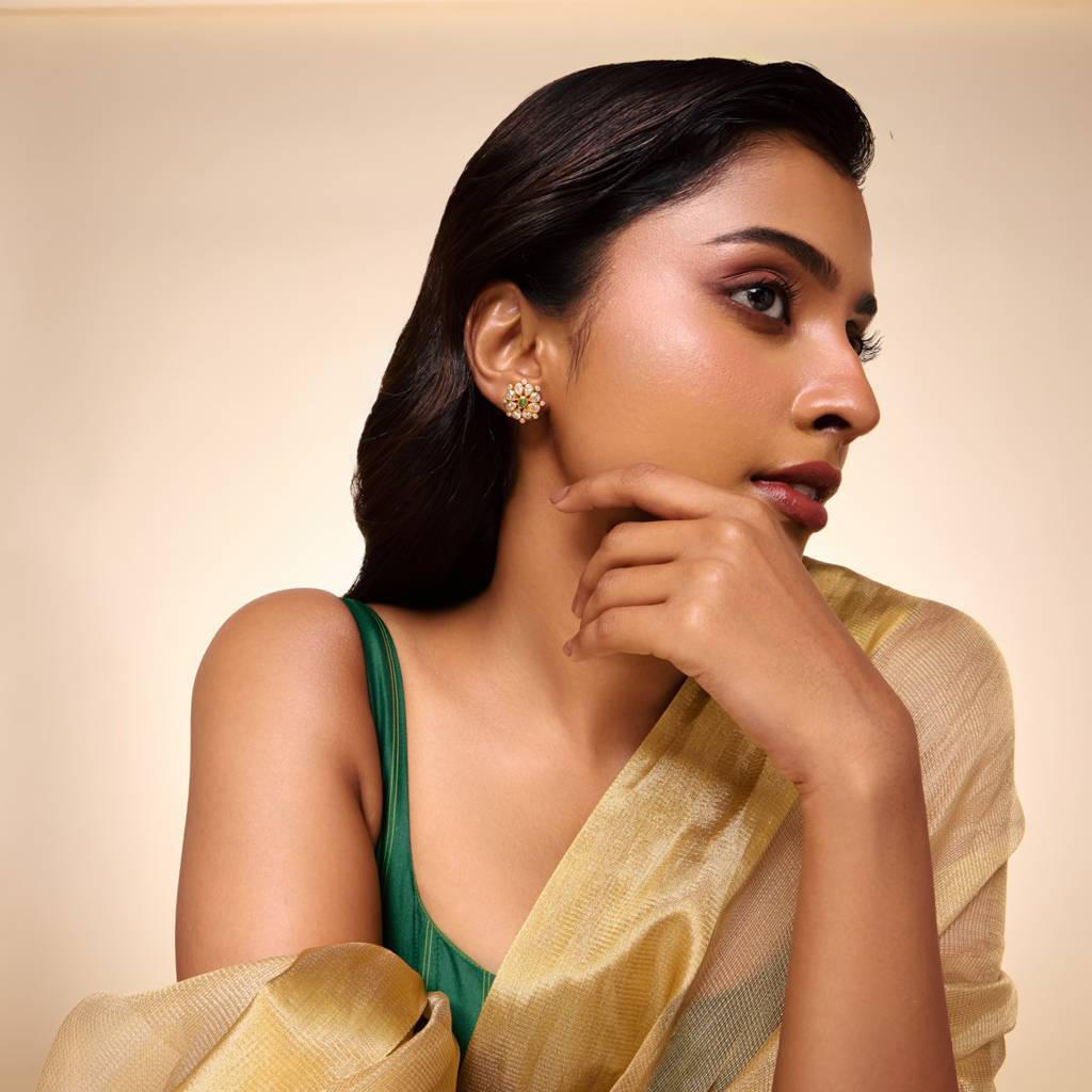 Green Gold - Plated Festive Temple Earring - 469523 : 469523