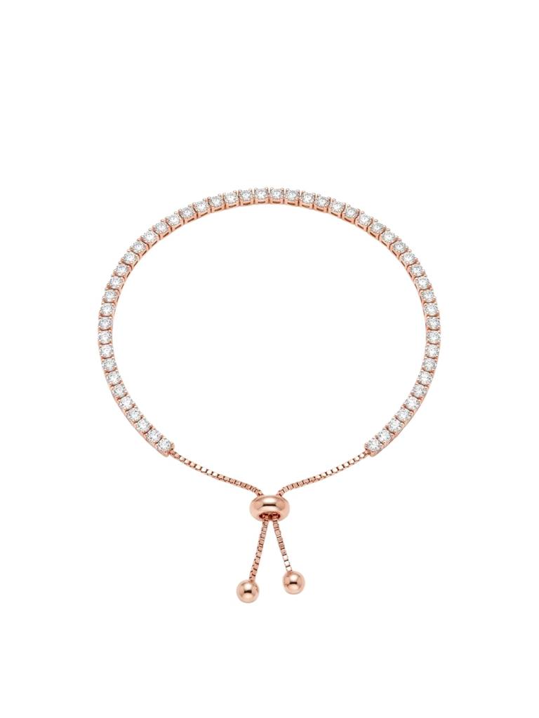 925 Silver Rose Gold Crystal Tennis Bracelet For Women : BR-64
