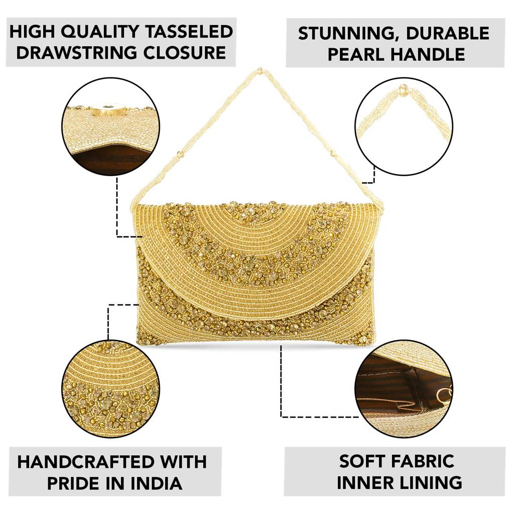 Clutch Purses For Women Handmade Evening Handbag Stylish Bridal Fashion Clutch Bag For Girls (C72Blg) : C72G