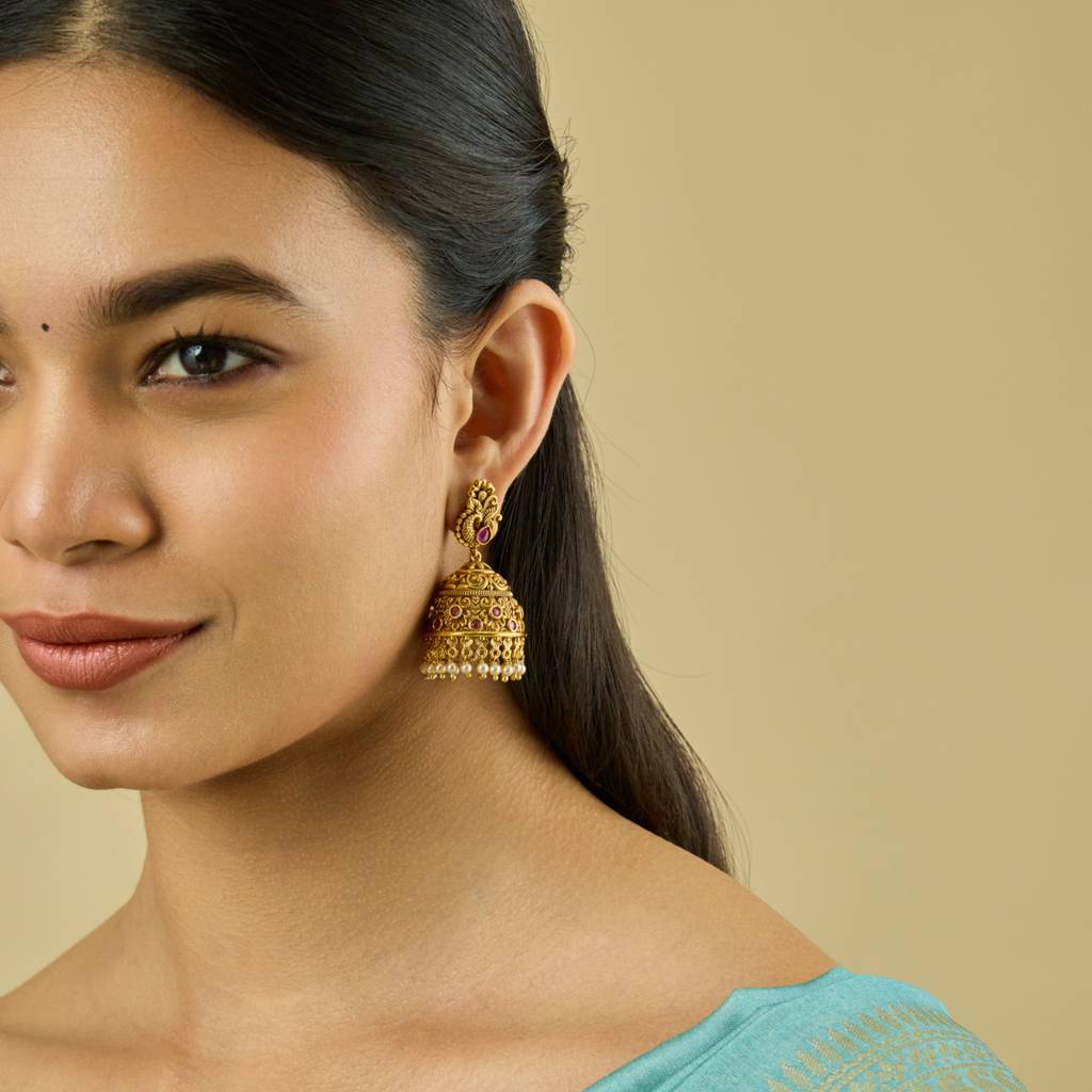 Ruby Gold - Plated Bridesmaid Antique Earring - 441931 : 441931