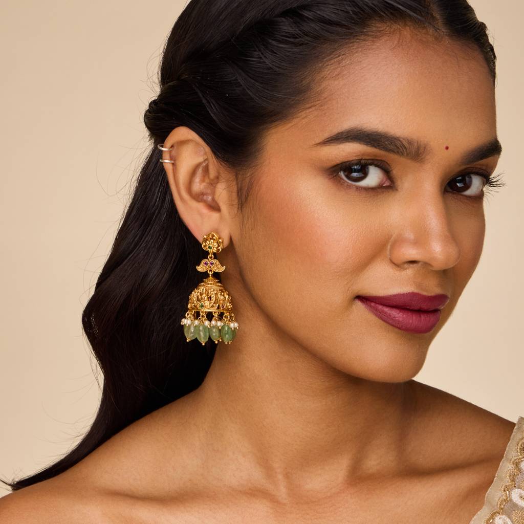 Ruby-Green Gold - Plated Bridesmaid Antique Earring - 447547 : 447547