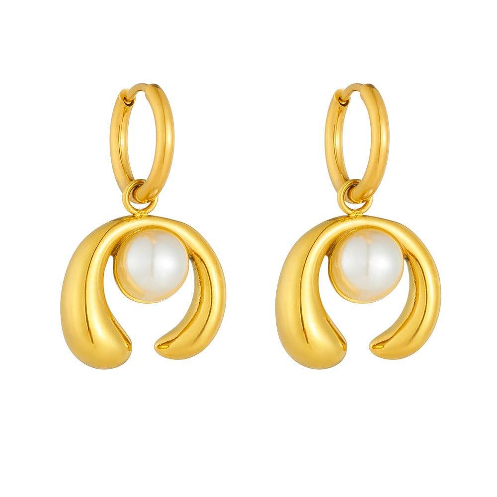 Amara Orb Pearl Earrings - Gold | 18K Gold Plated | Waterproof, Hypoallergenic & Anti-Tarnish : DSVDYJ05250102