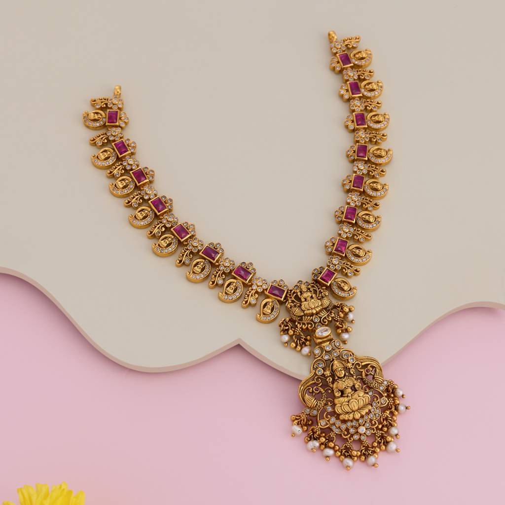 Gold - Plated Bridesmaid Temple Necklace - 434407 : 454363