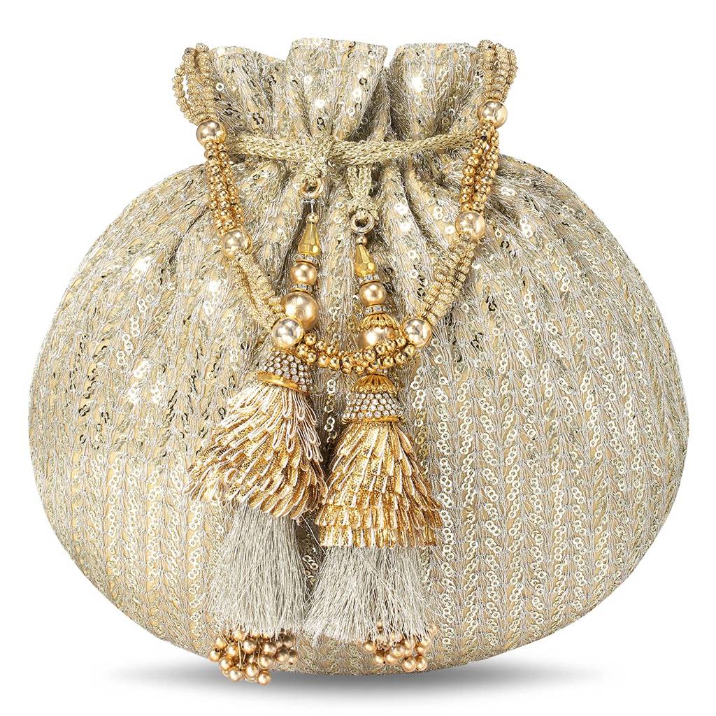 Potli Bags For Women Girls Evening Bag Clutch Ethnic Bride Purse With Drawstring (P07G) : P07G