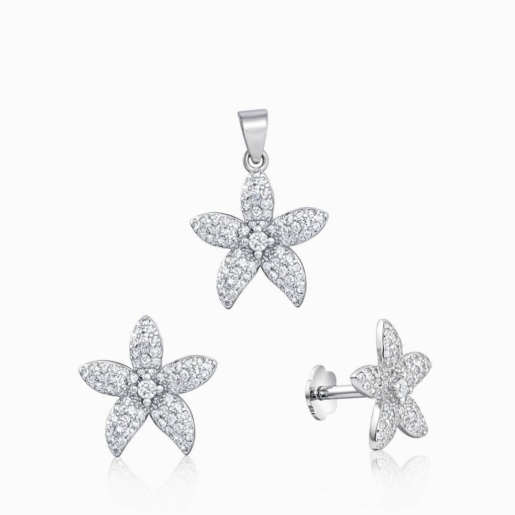 925 Sterling Silver Green Butterfly Pendant & Earrings Set For Women : SKN26N1790