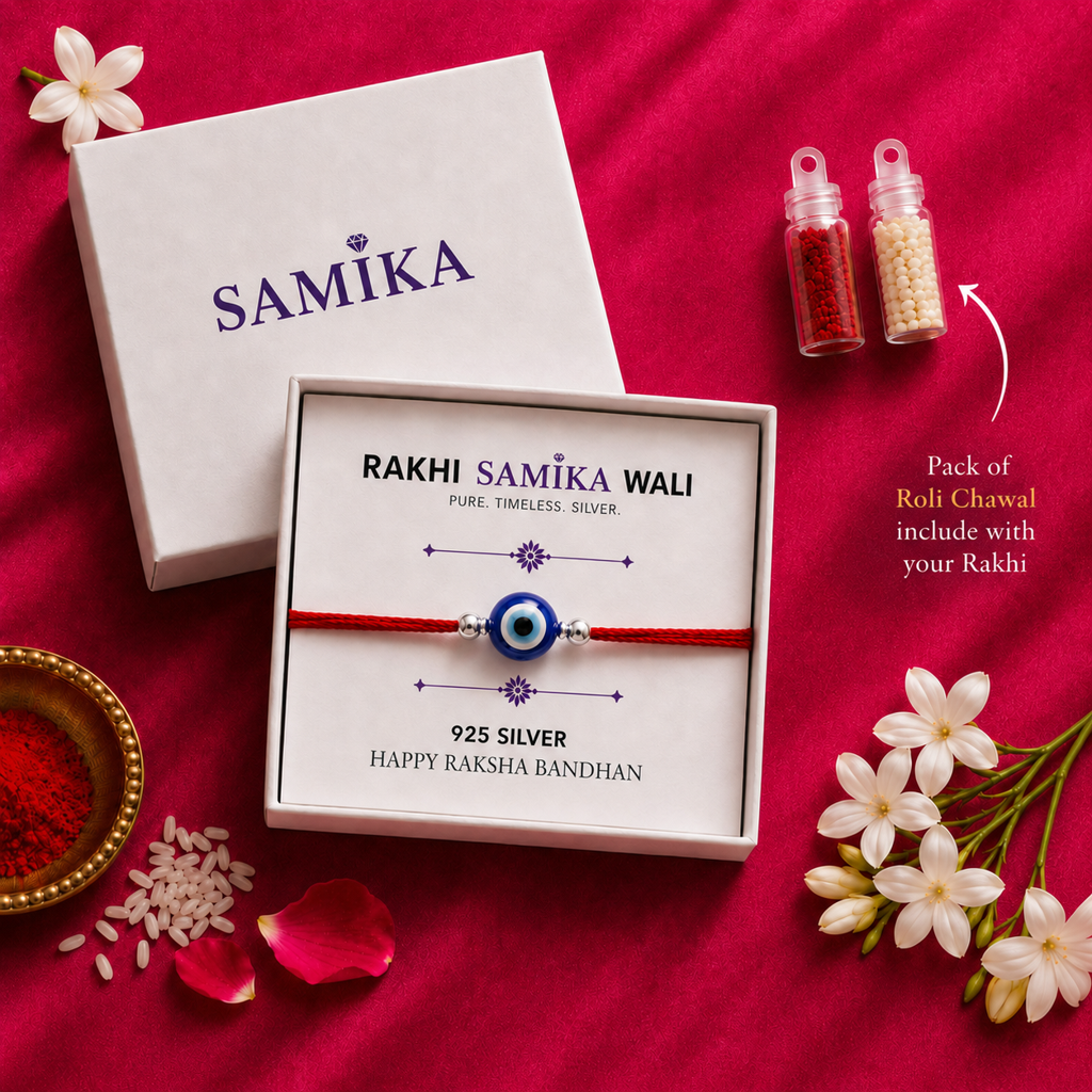 925 Sterling Silver Evil Eye Protection Rakhi : SMK-RKH-006