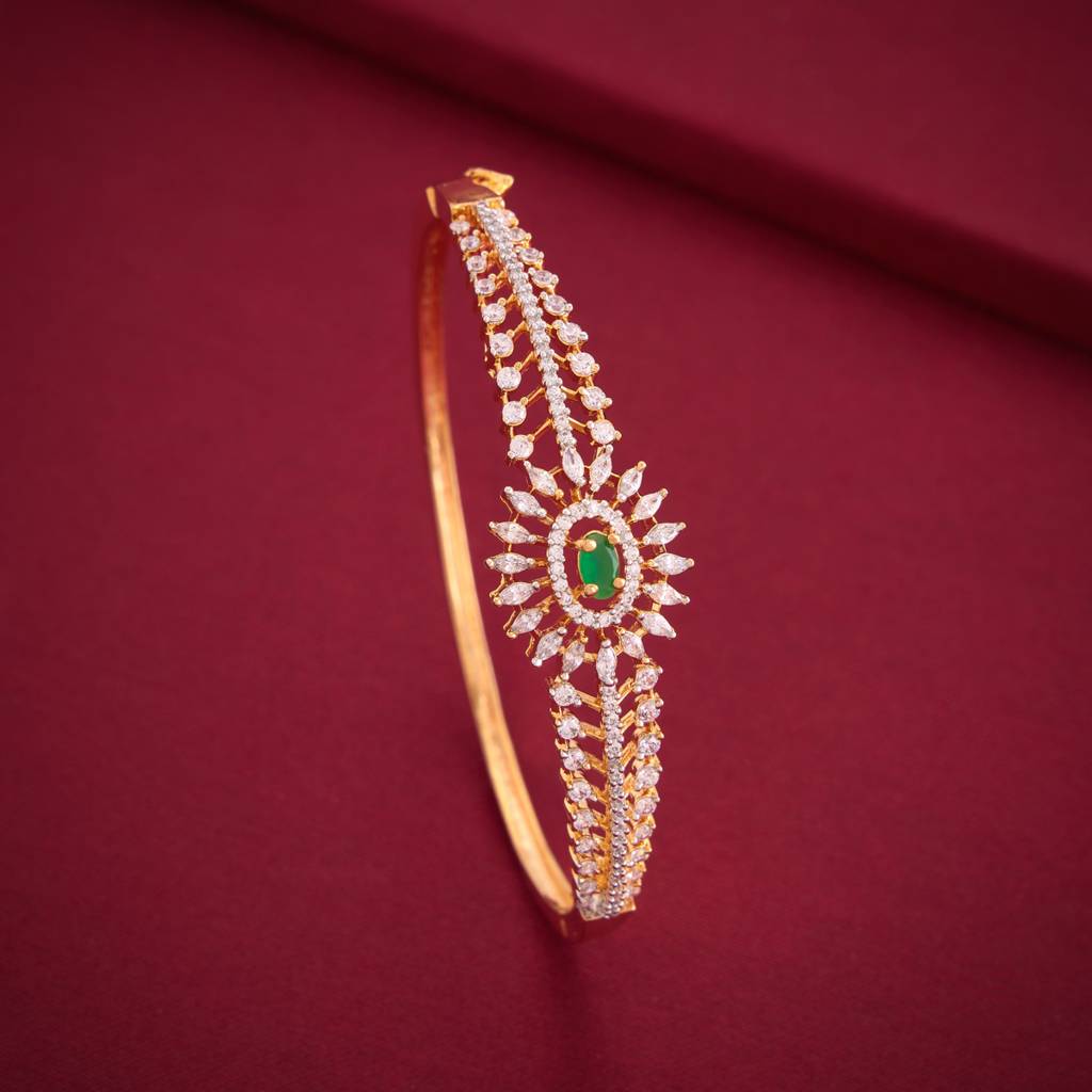 Rhodium-Gold - Plated Party Wear Zircon Kada - 452757 : 452758