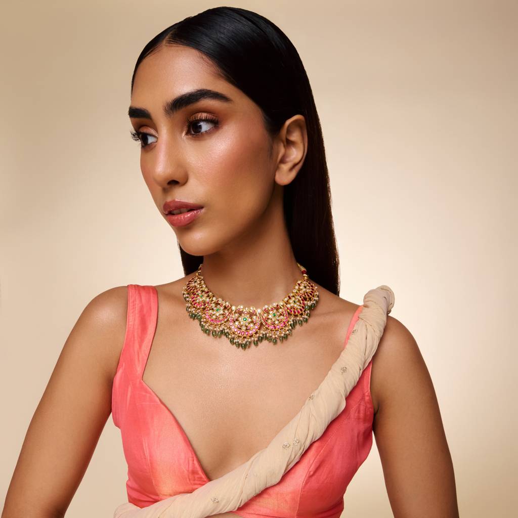 Ruby-Green Gold - Plated Bridesmaid Temple Necklace - 464827 : 464827