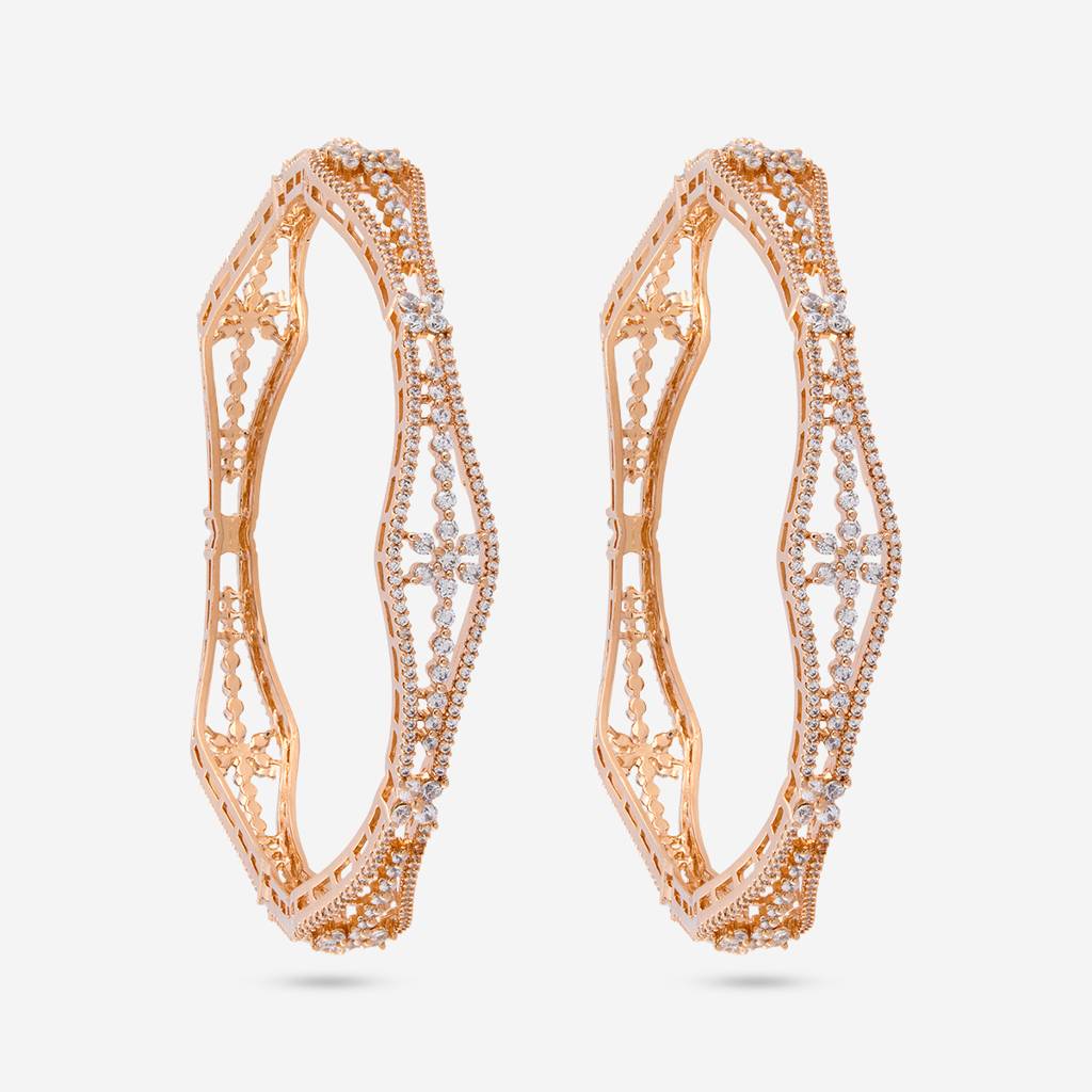 White Gold-Rose - Plated Party Wear Zircon Bangle 469488 : 469489