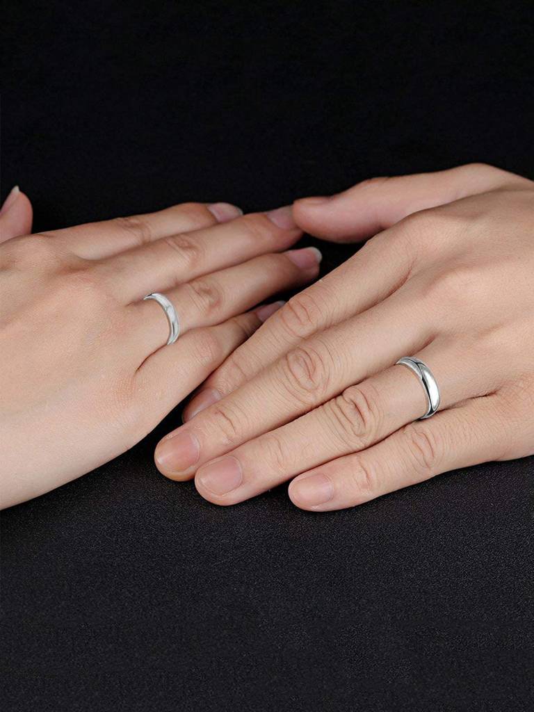 Sliver Plated Wedding Engagement Promise Band Couple Rings Gift Sets For Men & Women : PFCCR37S