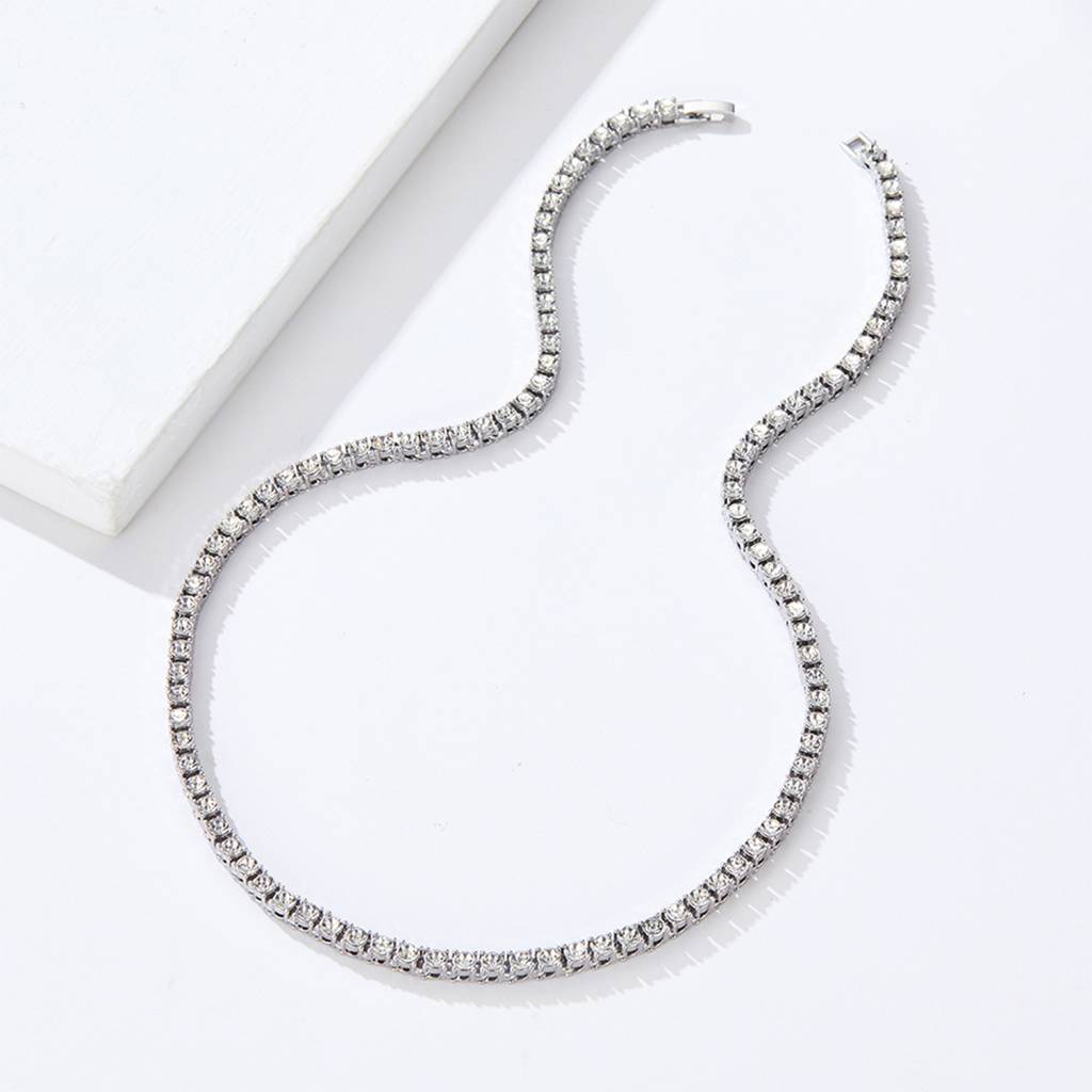 Crystal Studded Tennis Necklace Chain Fashion Jewellery For Women & Girls : PX9N196S