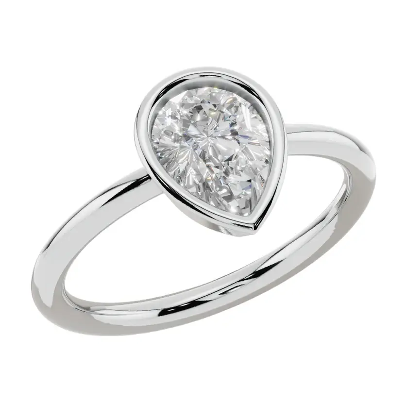 The Pear Bezel Solitaire Ring : LR12-W-10