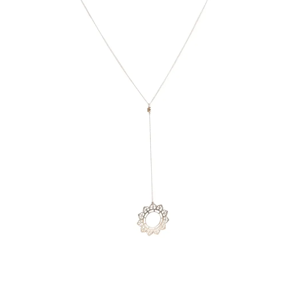 Silver Abstract Filigree Pendant Y Necklace : 94444183