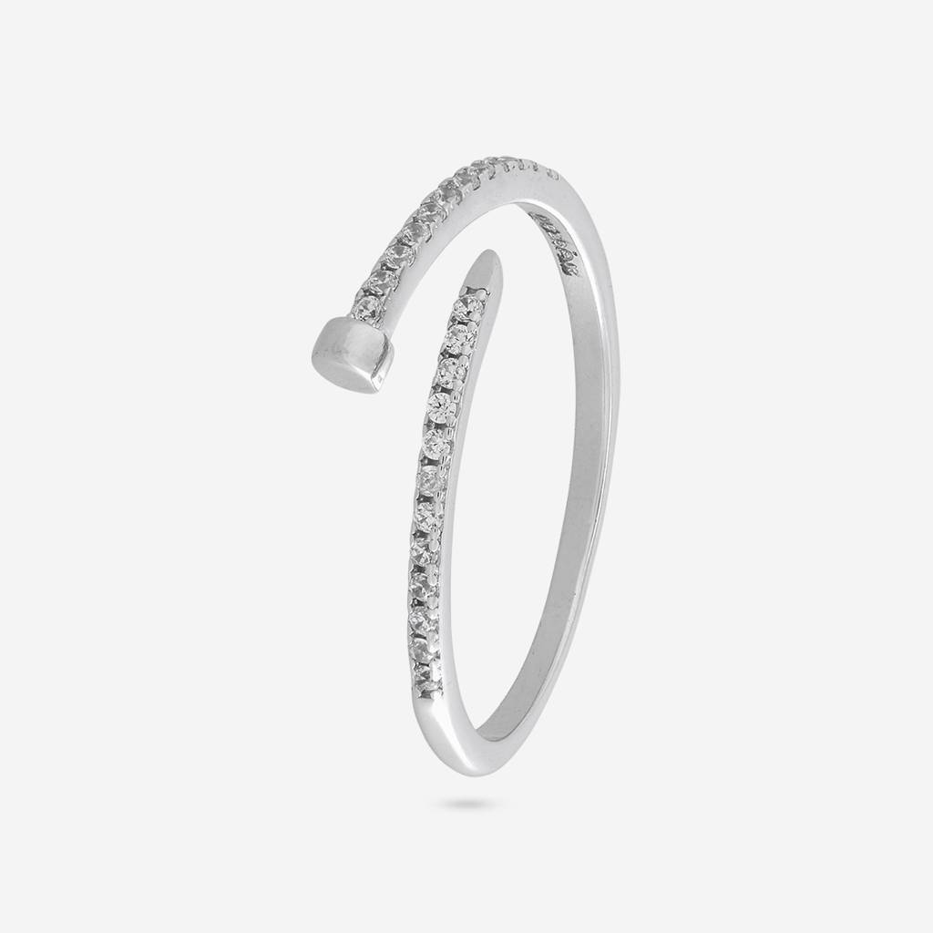 White Rodium Plated - Office Wear Silver Finger Ring - 466222 : 466222