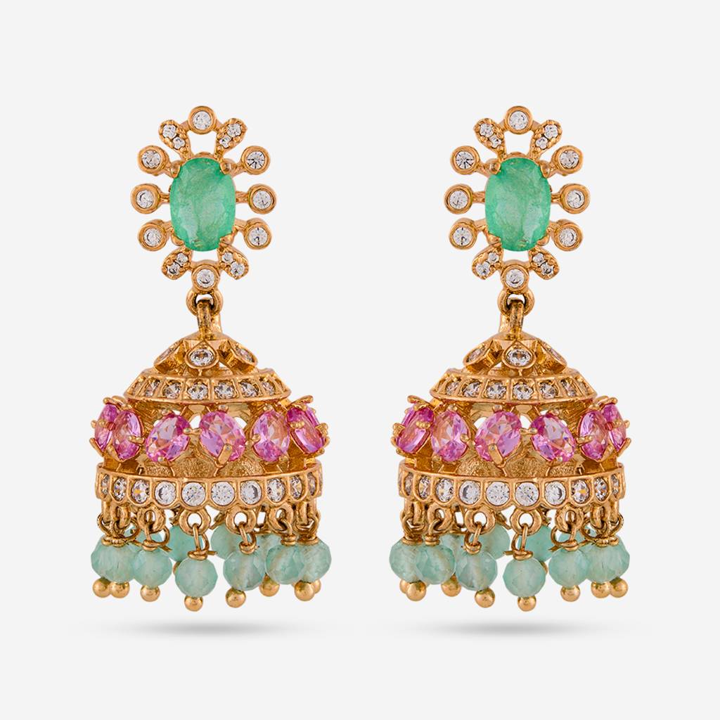 Gold-Rose - Plated Party Wear Zircon Earring - 470662 : 470662