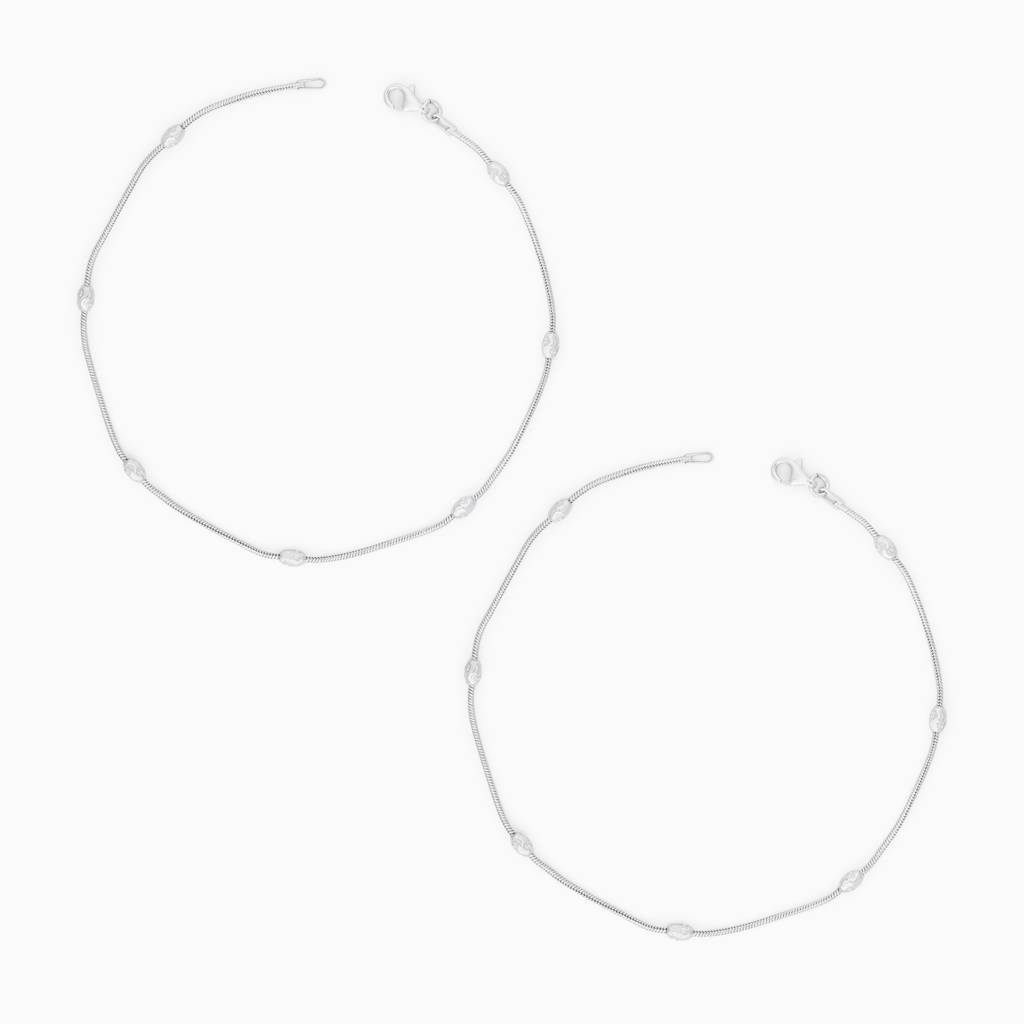 925 Sterling Silver Plain Bead Anklet For Women : SKN26N2122