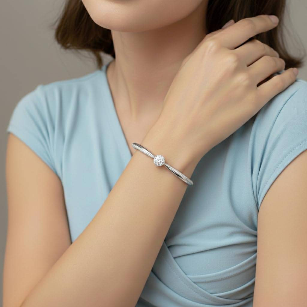 Crystal & Cz Studded Fancy Kada Bracelet Fashion Jewellery Gift For Women : PF68K205S