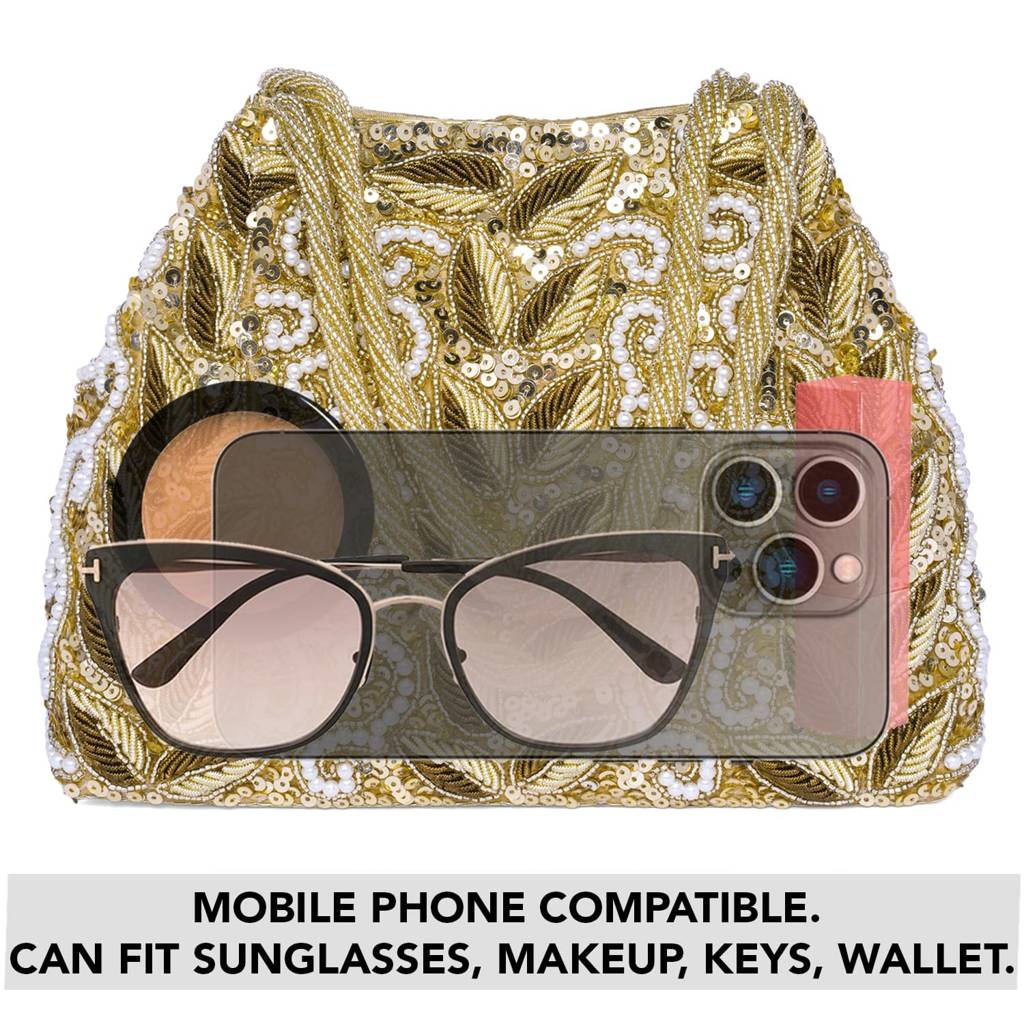 Potli Bags For Women Evening Bag Clutch Ethnic Bride Purse With Drawstring (P17Br) : P17G