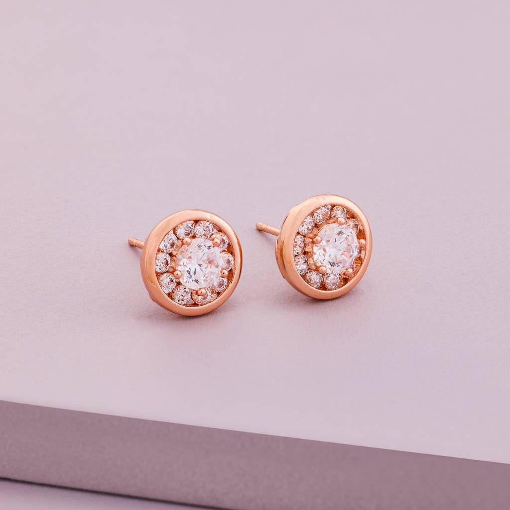White - Plated Casual Wear Trendy Zircon Earring - 467182 : 467183