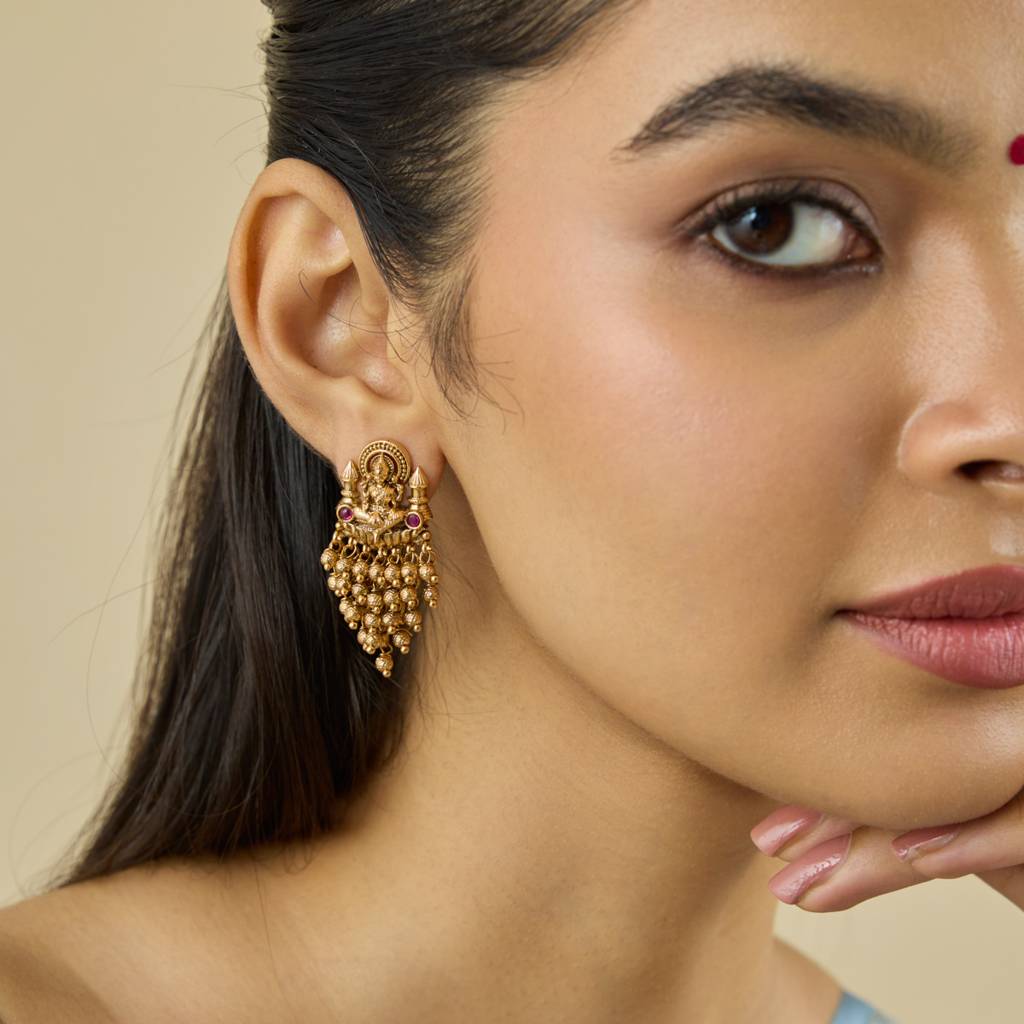 Ruby Gold - Plated Festive Antique Earring - 437693 : 437693