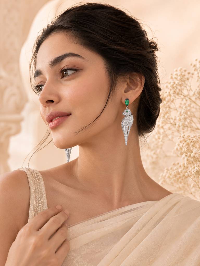 Panther Stone Studded Earrings : AN-LJ-SI-0002-DE