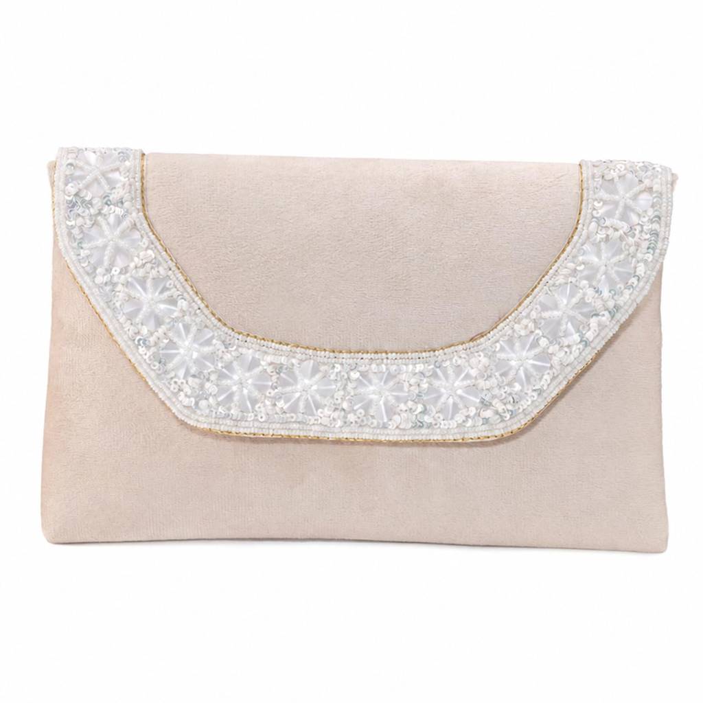 Velvet Sequin Beaded Clutch Bag For Women | Chain Strap | Embellished Wedding Festive Evening Purse : C190CRM