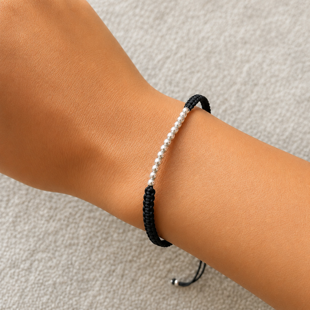 SAMIKA 925 Sterling Silver Line Bead Thread Bracelet · Eternz