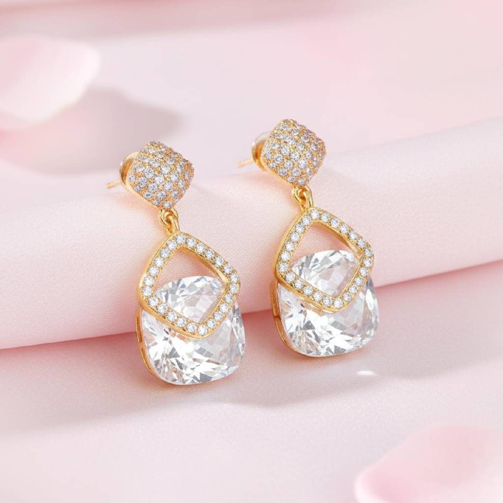Cubic Zirconia & Crystals Studded Fancy Drop Earring Gift For Women & Girls : PF68E345G