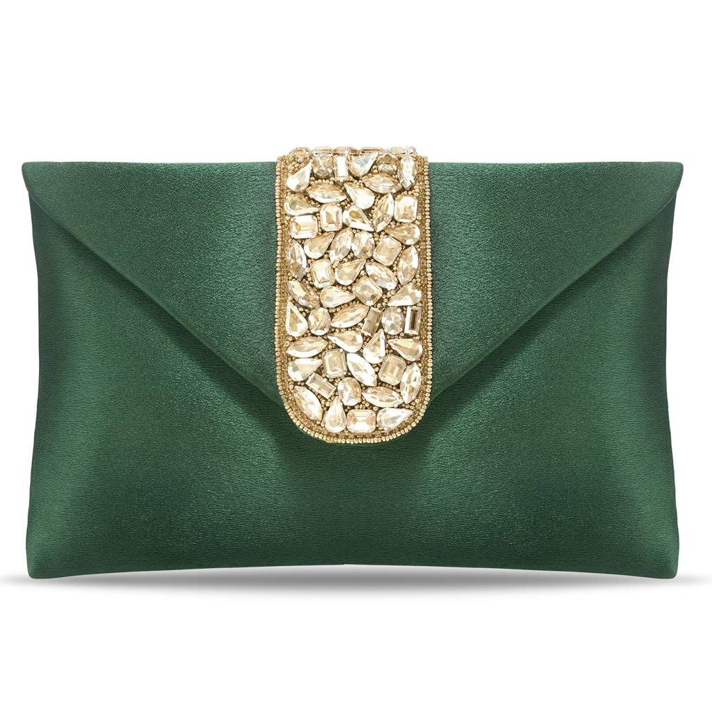 Clutch Women'S Purse Bridal Bag For Casual Detachable Strap Evening Sling Bag : C61GRN