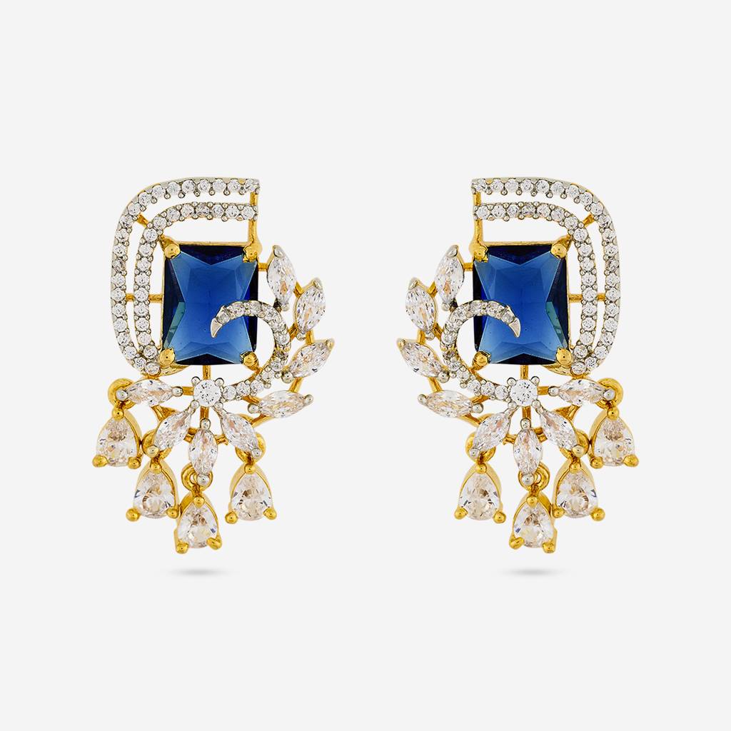 Rodium-Gold - Plated Party Wear Zircon Earring - 449060 : 449063