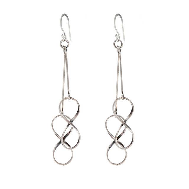 925 Sterling Silver Infinity Design Long Dangle Earrings For Women : FU-1191