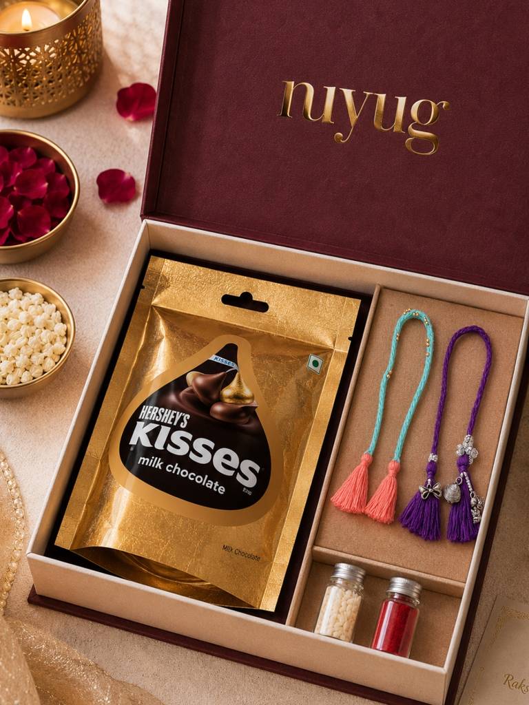 Eternz Certified Jewellery - Nuyug Royal Tassel Bhaiya Bhabhi Rakhi Set (Adjustable)