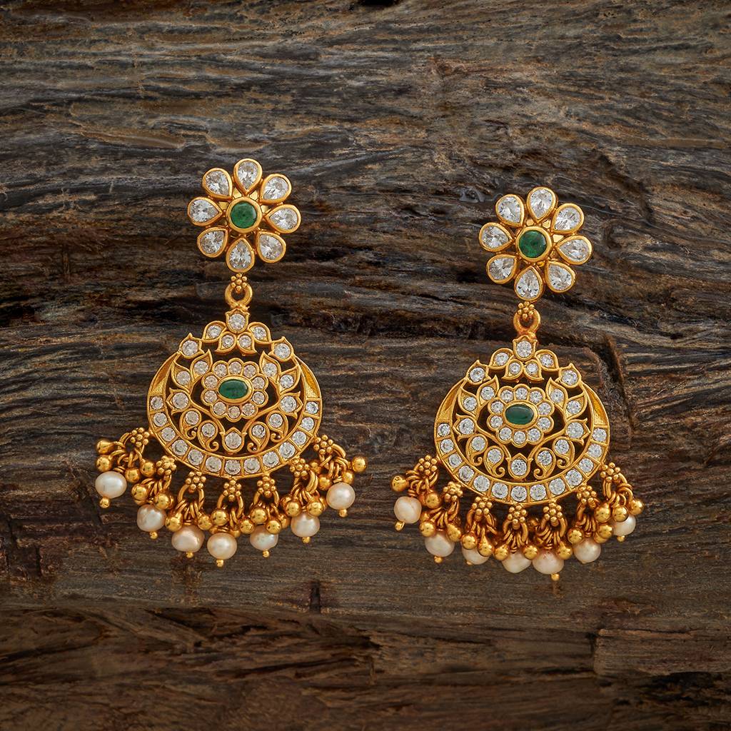 Gold - Plated Festive Temple Earring - 431408 : 431409