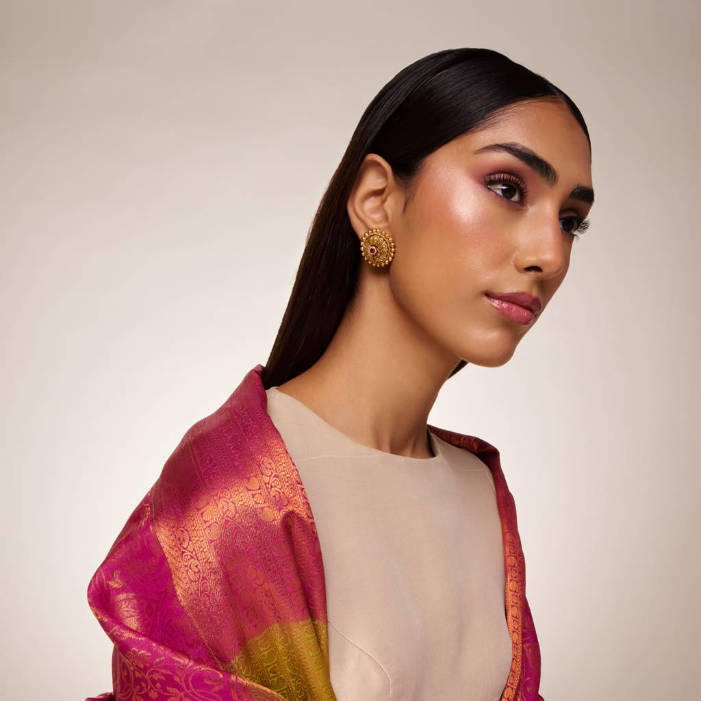 Ruby Gold - Plated Festive Antique Earring - 467567 : 467567